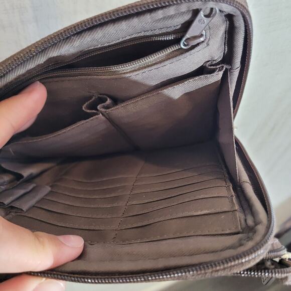 Vintage Fossil Leather Cargo Crossbody Bag Purse Organizer Mini Small 6.5x8 EUC - Picture 4 of 9